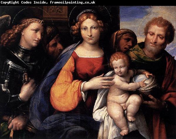 Benvenuto Tisi Virgin and Child with Saints Michael and Joseph